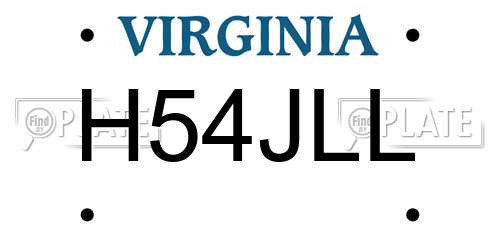 H54JLL Virginia License Plate