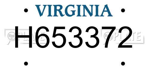 H653372 Virginia License Plate