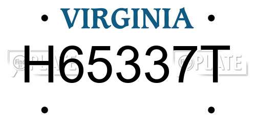 H65337T Virginia License Plate