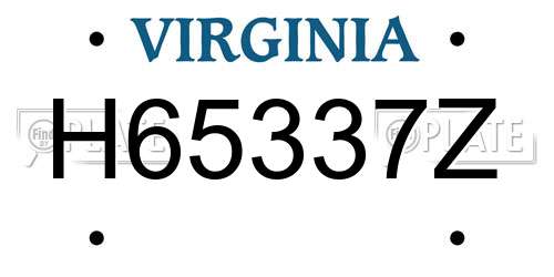 H65337Z Virginia License Plate