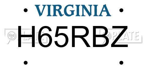 H65RBZ Virginia License Plate