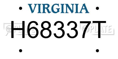 H68337T Virginia License Plate
