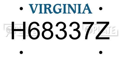 H68337Z Virginia License Plate