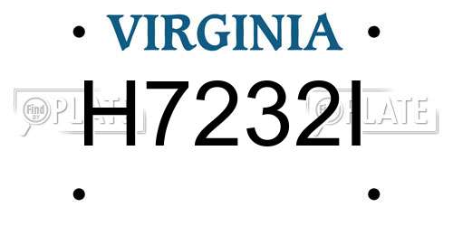 H7232I Virginia License Plate