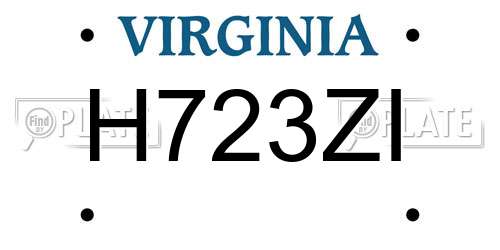 H723ZI Virginia License Plate