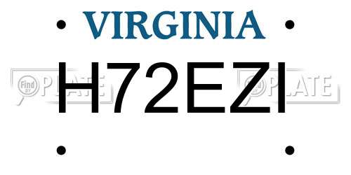 H72EZI Virginia License Plate