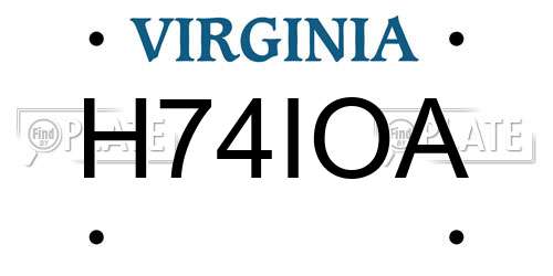 H74IOA Virginia License Plate
