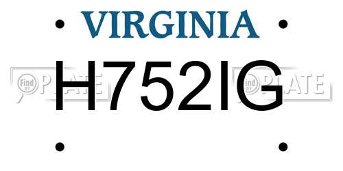 H752IG Virginia License Plate