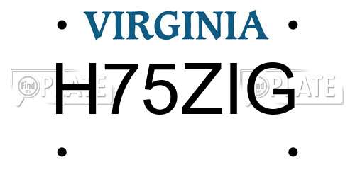 H75ZIG Virginia License Plate