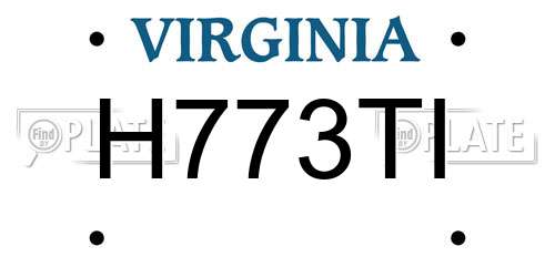 H773TI Virginia License Plate