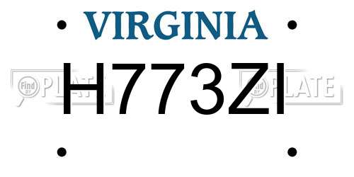 H773ZI Virginia License Plate
