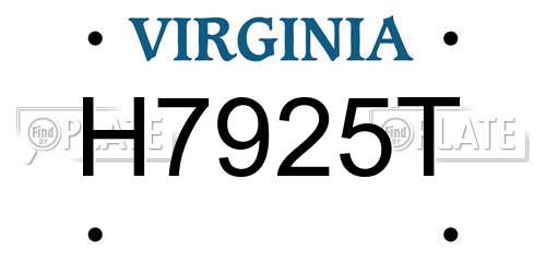 H7925T Virginia License Plate