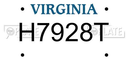 H7928T Virginia License Plate