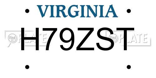 H79ZST Virginia License Plate