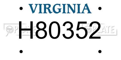 H80352 Virginia License Plate