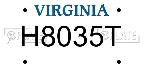 H8035T Virginia License Plate