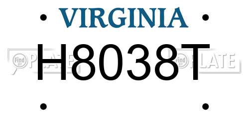 H8038T Virginia License Plate
