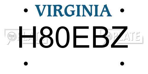 H80EBZ Virginia License Plate