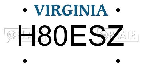 H80ESZ Virginia License Plate
