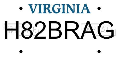 H82BRAG Virginia License Plate
