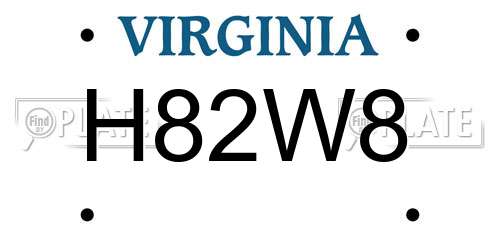 H82W8 Virginia License Plate