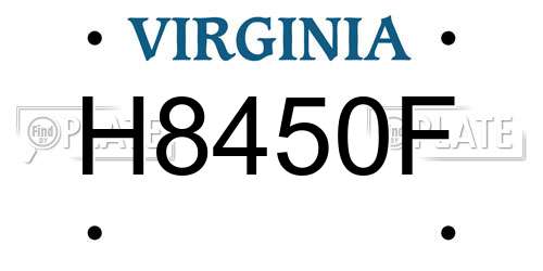H8450F Virginia License Plate