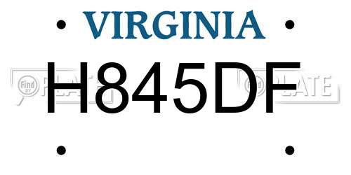 H845DF Virginia License Plate