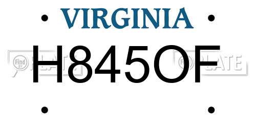 H845OF Virginia License Plate