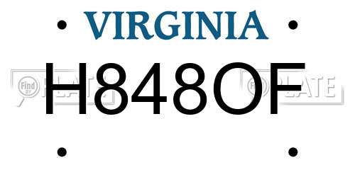 H848OF Virginia License Plate