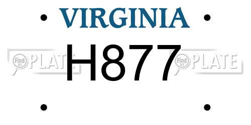 H877 Virginia License Plate