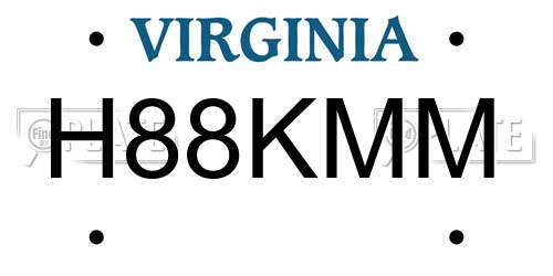 H88KMM Virginia License Plate