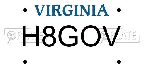 H8GOV Virginia License Plate