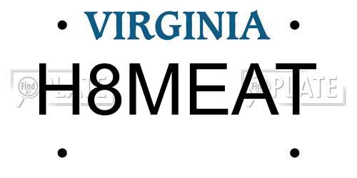 H8MEAT Virginia License Plate