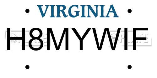 H8MYWIF Virginia License Plate