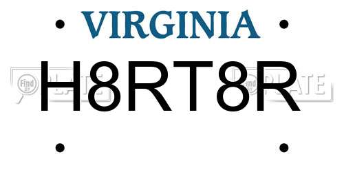 H8RT8R Virginia License Plate
