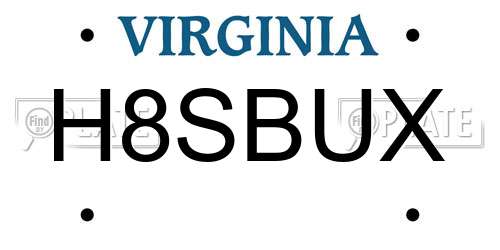 H8SBUX Virginia License Plate
