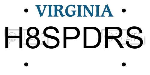 H8SPDRS Virginia License Plate