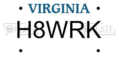 H8WRK Virginia License Plate
