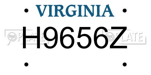 H9656Z Virginia License Plate