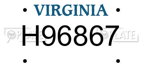 H96867 Virginia License Plate