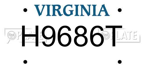 H9686T Virginia License Plate