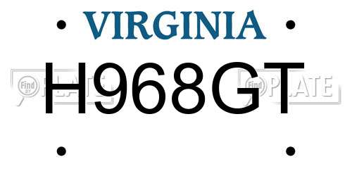 H968GT Virginia License Plate