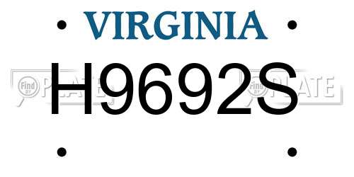 H9692S Virginia License Plate