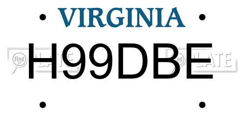 H99DBE Virginia License Plate