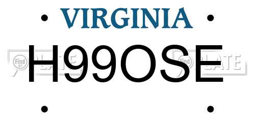 H99OSE Virginia License Plate