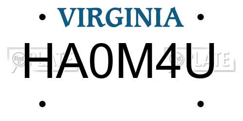 HA0M4U Virginia License Plate