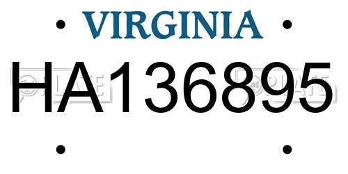 HA136895 Virginia License Plate
