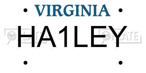 HA1LEY Virginia License Plate
