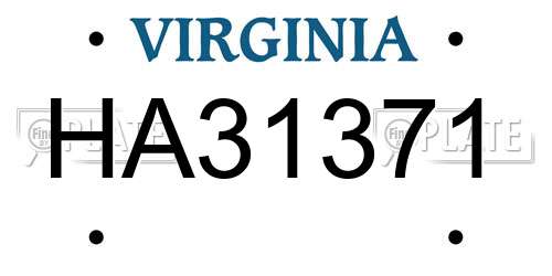 HA31371 Virginia License Plate