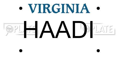 HAADI Virginia License Plate
